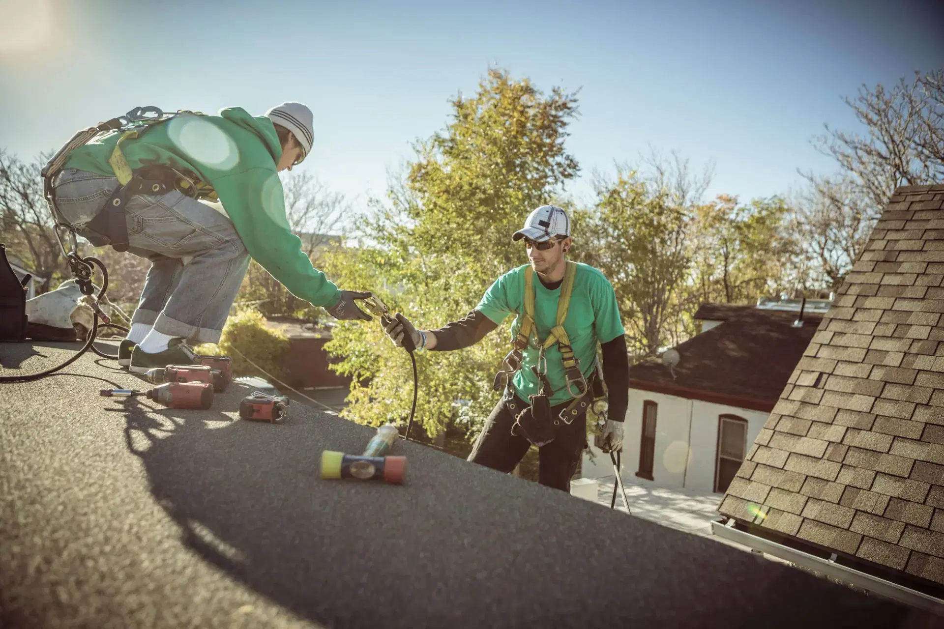 Tom Jannace roofing crew working on a Long Island home